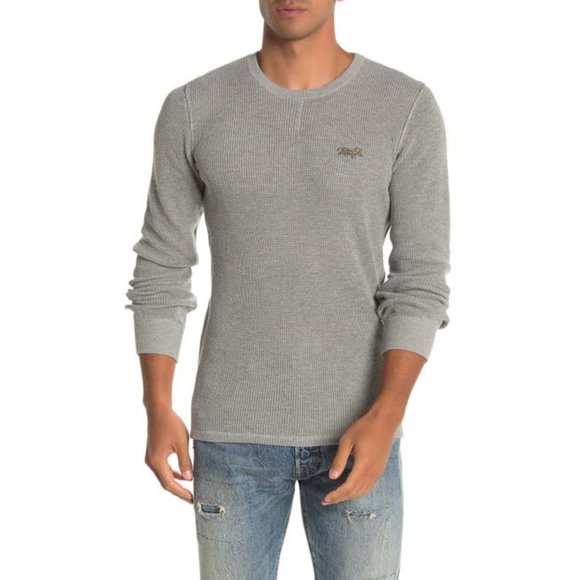 Ovadia And Sons Cotton Waffle Knit Crew Neck Sweater in Heather Grey Size XXL - Picture 1 of 9